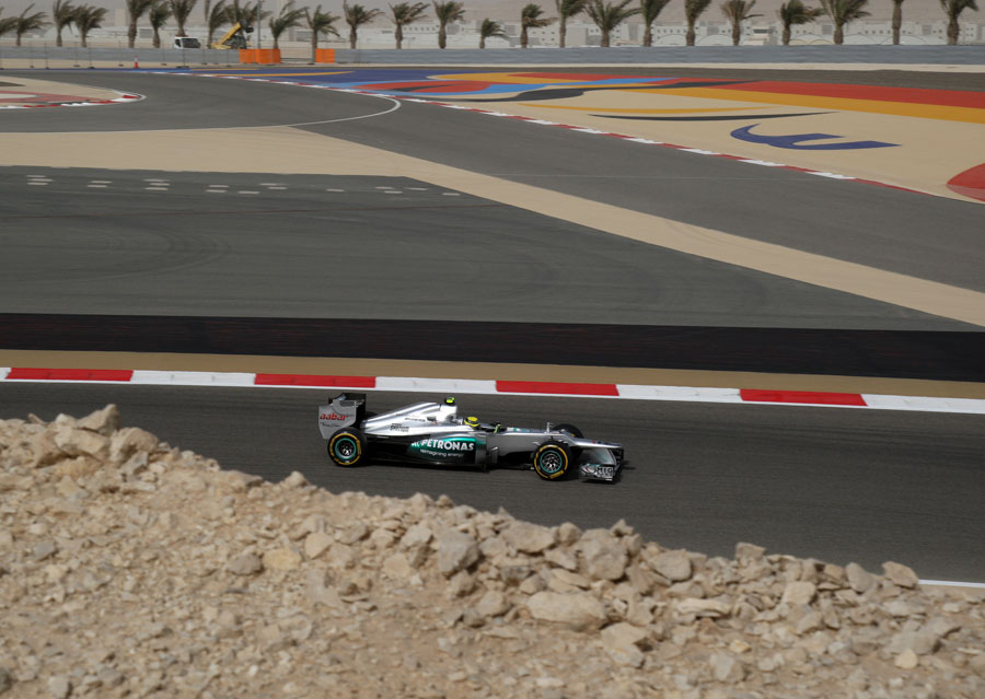 Nico Rosberg on a qualifying lap on soft tyres