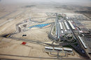 An aerial view of the Bahrain International Circuit on race day