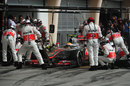 Delays at the left-rear during Lewis Hamilton's pit stop