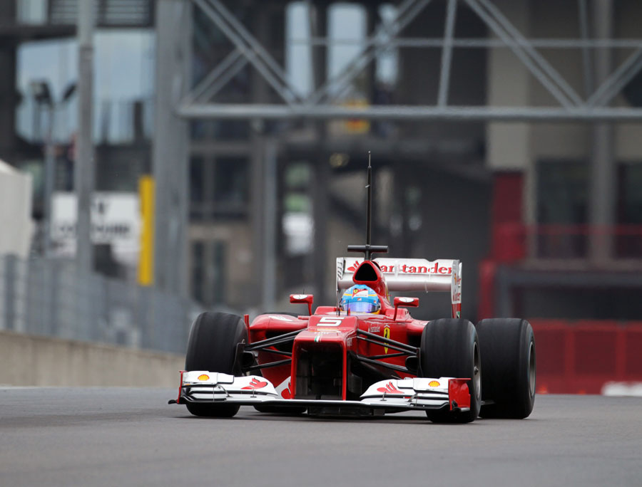 Fernando Alonso on track in the Ferrari