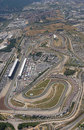 An aerial view of the Circuit de Catalunya on race day