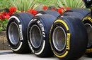 Soft and medium compound tyres in the paddock