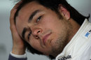 Sergio Perez in the garage