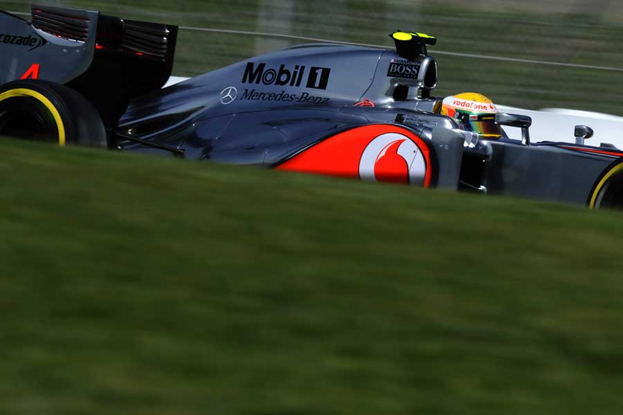 Lewis Hamilton on the soft compound tyres