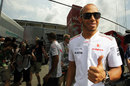 Lewis Hamilton in the paddock on Sunday morning