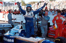 Damon Hill celebrates sealing the title 