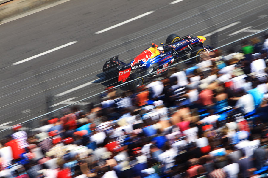 Sebastian Vettel on track in the Red Bull