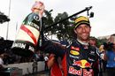 Mark Webber celebrates victory at Monaco