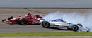 Dario Franchitti moves clear as Takuma Sato crashes on the final lap