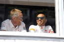 Lewis Hamilton jokes with Martin Whitmarsh during FP1