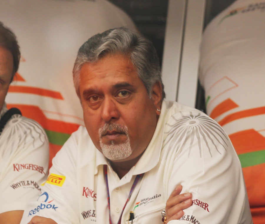 Vijay Mallya looks on in his first outing of the season