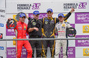 Marco Sorensen, Jules Bianchi and Sam Bird on the podium after race one