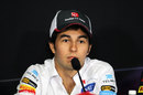 Sergio Perez in the driver press conference