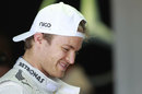 Nico Rosberg in relaxed mood in the Mercedes garage on Thursday