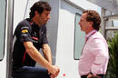 Christian Horner and Mark Webber talk in the paddock
