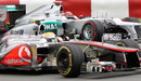 Lewis Hamilton passes Michael Schumacher on track
