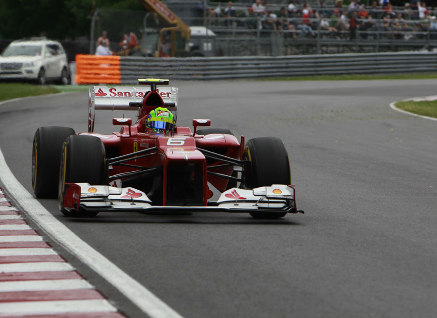 Felipe Massa on track in the updated Ferrari