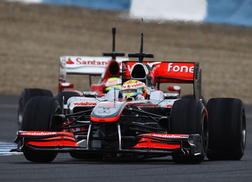 Lewis Hamilton leads Felipe Massa 