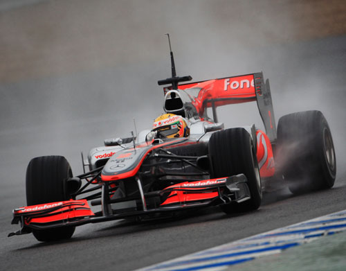 Lewis Hamilton slides his McLaren around Jerez