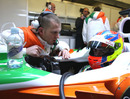 Paul di Resta back in the pits after a minor spin on track