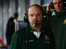 Lotus technical director Mike Gascoyne keeps an eye on testing