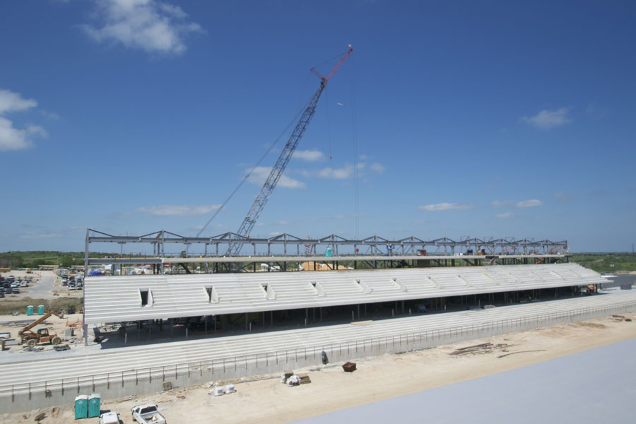 Work continues on the main grandstand at the Circuit of the Americas