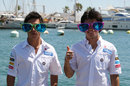 Sergio Perez and Kamui Kobayashi sporting comedy glasses