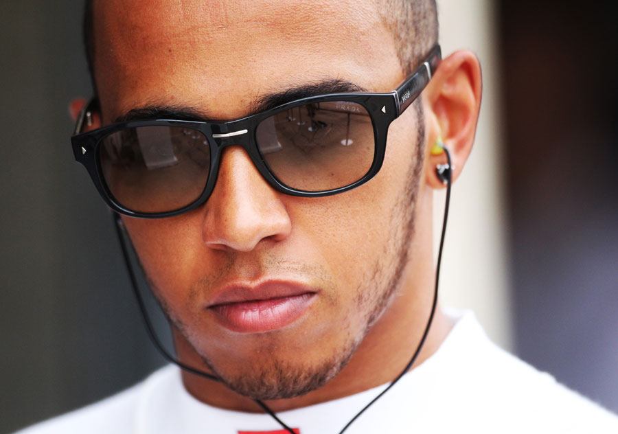 Lewis Hamilton in the pit lane