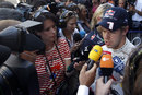 Sebastian Vettel faces the media after his retirement