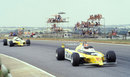 Jean-Pierre Jabouille leads his Renault team-mate Rene Arnoux