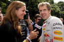 Natalie Pinkham chats with Sebastian Vettel at the Festival of Speed