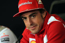 Fernando Alonso faces questions from the media in the press conference
