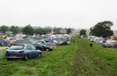 A wet and muddy campsite at the start of the weekend