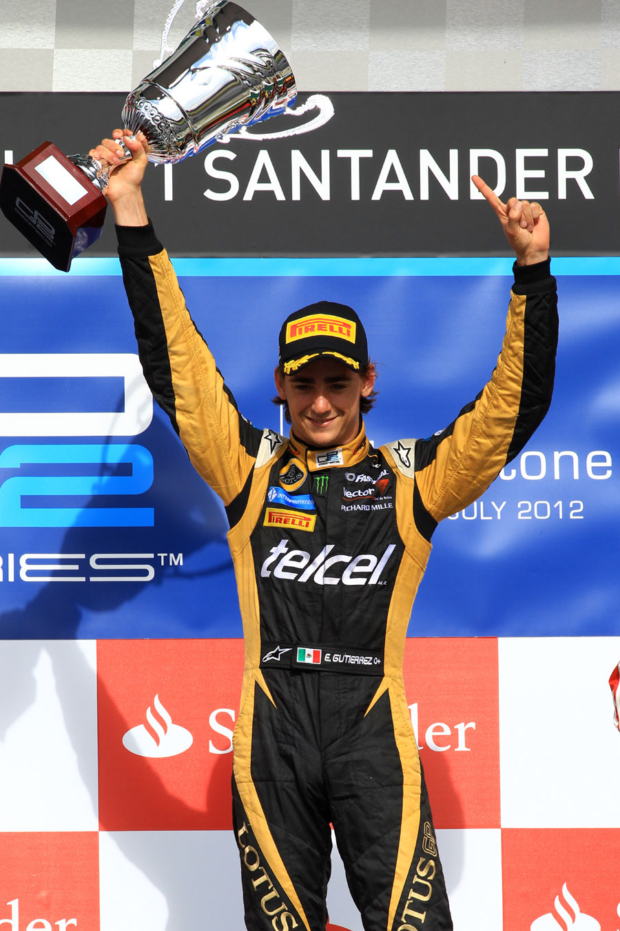 Esteban Gutierrez celebrates victory at Silverstone