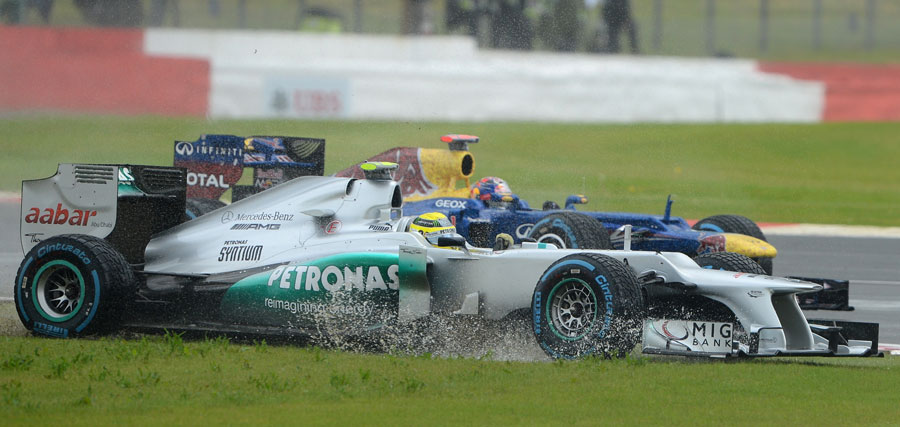 Nico Rosberg finds a short cut rather damp