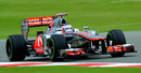 Jenson Button on track on the intermediate tyres