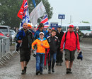 Fans arrive early at a wet Silverstone on race day