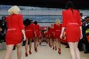 Grid girls march back to the paddock