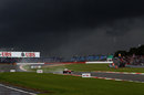 Fernando Alonso under threatening skies at the end of qualifying