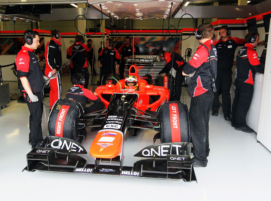 Rio Haryanto waits to go out in the Marussia