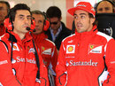 Fernando Alonso and Andrea Stella in the Ferrari garage