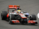 Lewis Hamilton on track in the updated McLaren