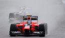 Charles Pic tests out the conditions on wet tyres
