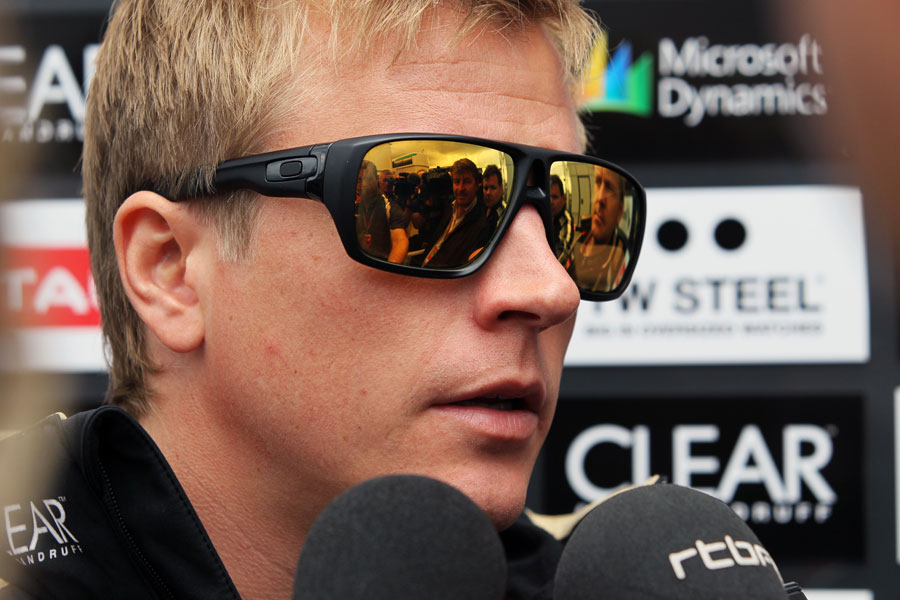 Kimi Raikkonen speaks to the press on Thursday
