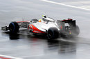 Lewis Hamilton on track during qualifying