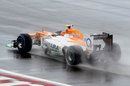 Nico Hulkenberg on the full wet tyres