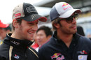 Romain Grosjean and Jean-Eric Vergne head to the drivers' parade