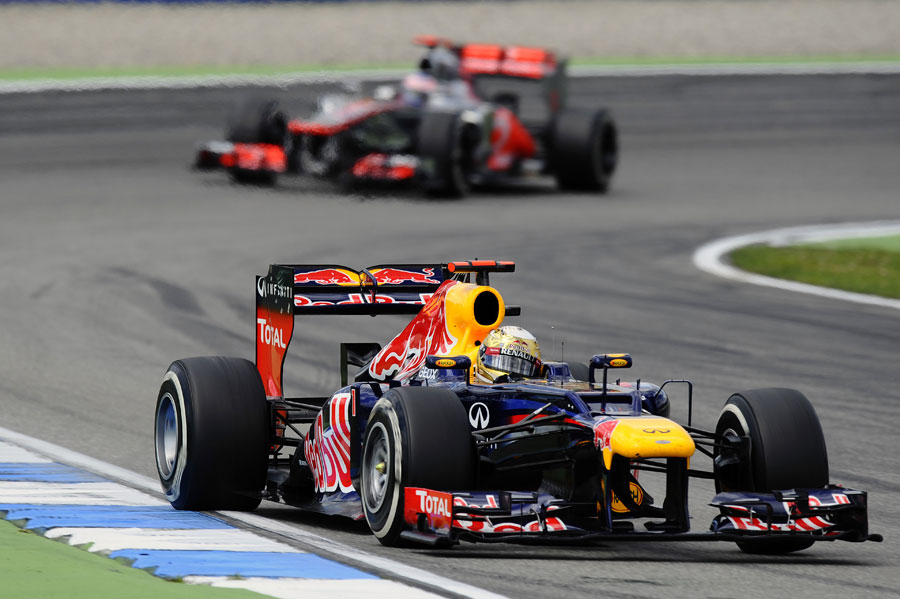 Sebastian Vettel leads Jenson Button
