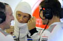 Jenson Button prepares for the start of the session
