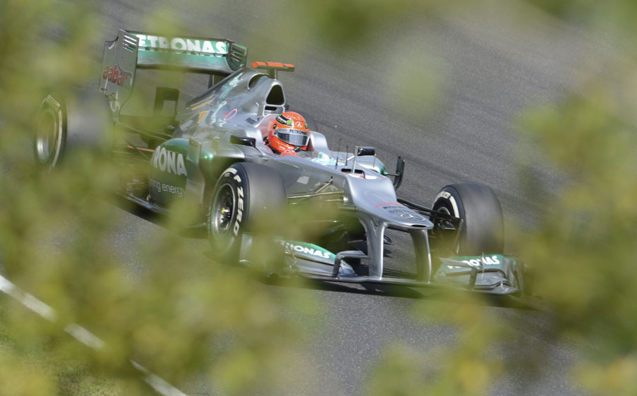 Michael Schumacher on a long run on medium tyres